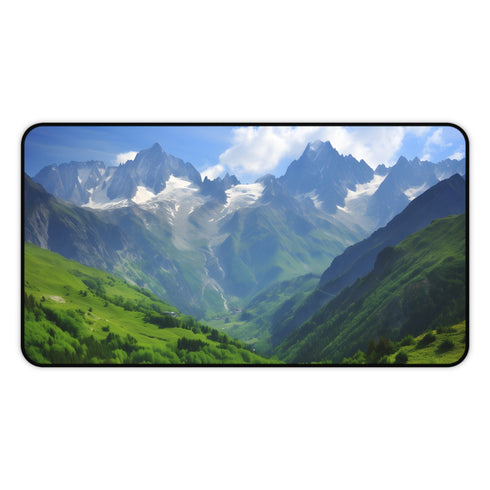 Alpine Desk Mat Collection - Tranquil French Alps view for nature-inspired workspace decor