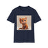 Pawsitively Adorable Cartoon Cat T-Shirt in Charcoal, Men's Size Small