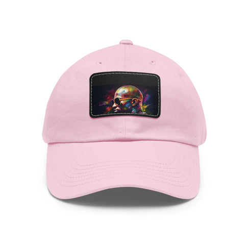 Trendy Mayweather watercolor cap with iconic bald sunglasses design.
