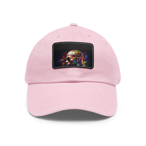 Stylish white rectangle cap with Mayweather's bald sunglasses watercolor design.