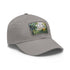 Central Park skyline watercolor baseball cap in white with light brown patch.