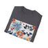 Colorful floral charcoal T-shirt with crew neck soft cotton regular fit design