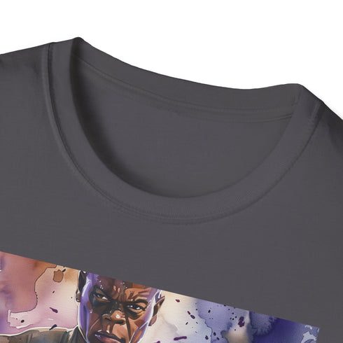 Purple illustration Mace Windu charcoal T-shirt soft cotton crew neck regular fit
