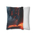 Levitating Temple Above Lava River — 40×40 Cushion Cover — Sofa & Living Room Lifestyle View