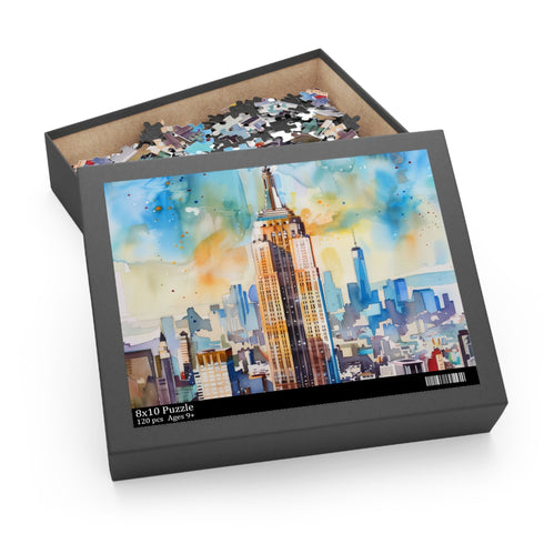 Empire State watercolor jigsaw puzzle 120 pieces art architecture challenge.