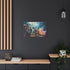 A Curious Child Reaching for the Stars with Books Stretched Canvas Wall Art