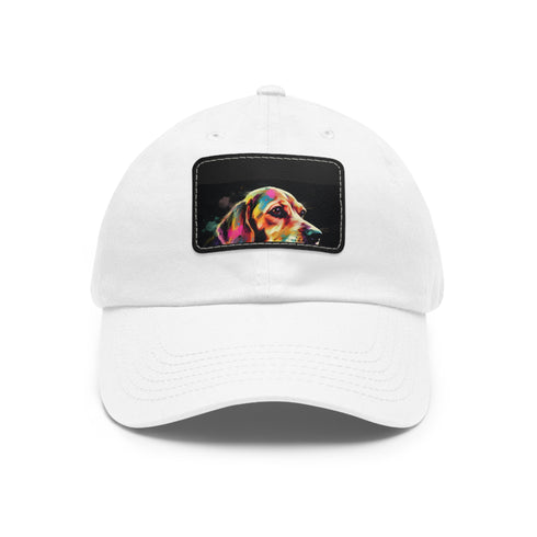 Beagle Babe Baseball Cap in White with Light Brown Patch