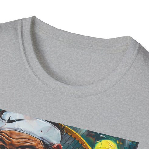 Charcoal cotton T-shirt with bold Nadal tennis painting design