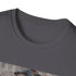 Charcoal crew neck cotton t-shirt with distressed grunge 90s design