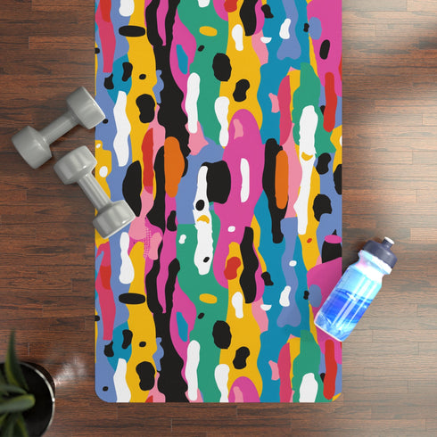 Vibrant abstract pattern yoga mat for non-slip artful workouts.
