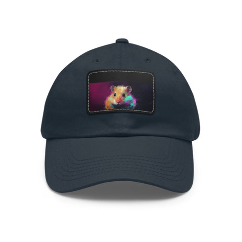 Neon hamster cotton baseball cap with cute watercolor design.