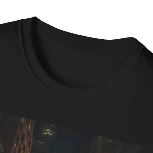 Charcoal DTG cotton T-shirt with vibrant New York City night lights design