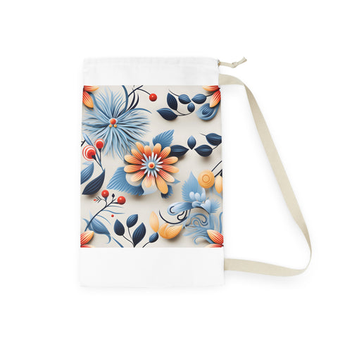 Floral Pattern Laundry Bag for Stylish Laundry Transport - Durable Material, Vibrant Design