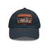 Vibrant Vegas skyline baseball cap with white/light brown rectangle design.