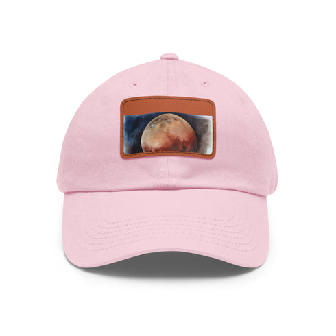 Mars Dreams Watercolor Baseball Cap in White with Light Brown Patch