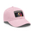 Neon watercolor Steve Jobs baseball cap, white with light brown patch.