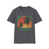 Charcoal Palm Tree Sunset T Shirt: Tropical beach vibes in a tee.