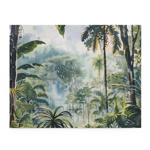 Colorful Congo rainforest watercolor puzzle, 10" x 8" (120 pcs).