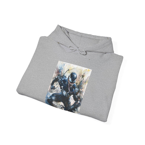 Dual-tone Navy Spider-Man vs. Venom print hoodie for Marvel fans.