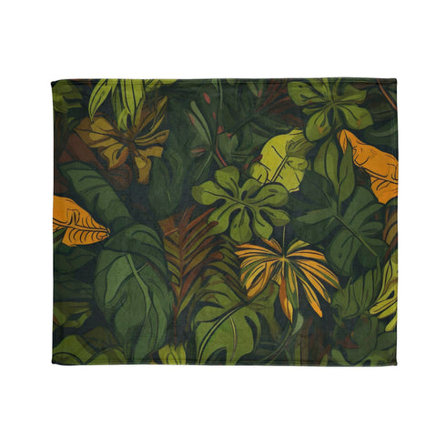 Nordic Woodland Forest Botanical Seamless Plush Fleece Throw Blanket - View 2 | Prints With Passion