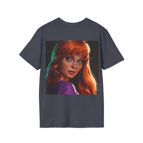 Vibrant charcoal t-shirt with Daphne Scooby Doo design.