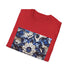 Porcelain Blue Blossom Tee, Cotton Floral Summer T-Shirt.
