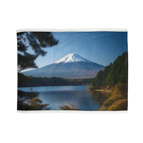 Cozy Japanese-inspired blanket with tranquil Instax Camera design in sublimation print.