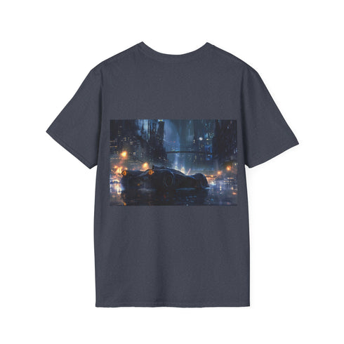 Charcoal crew neck Batman t-shirt with Batmobile graphic for summer
