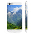 French Alps snow-capped peaks phone case, glossy material, iPhone 7/8 Plus.