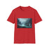 Charcoal regular fit cotton T-shirt with fantasy landscape direct-to-garment print