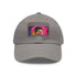 Neon watercolor baseball cap with light brown patch and rectangle shape.