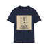 Charcoal cotton t-shirt featuring a hand-drawn lighthouse illustration amidst waves