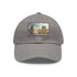 Louvre Paris Watercolor Baseball Cap in White with Light Brown Patch