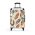 Feathered boho chic small suitcase in black for stylish travel.