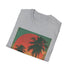 Charcoal Palm Paradise Retro Sunset Escape T-Shirt, Cotton Crew Neck Regular Fit