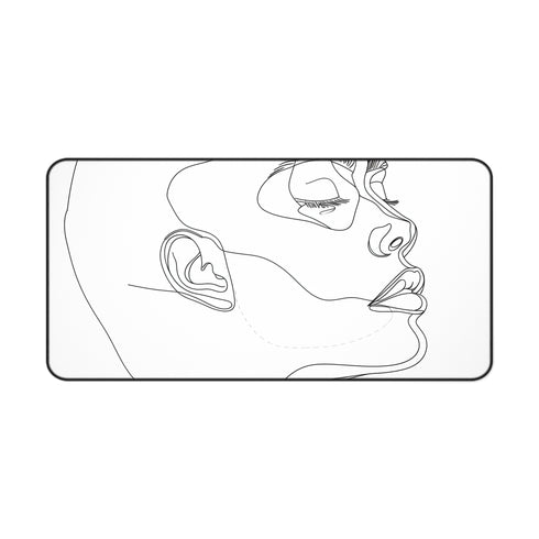 Minimalist face line art desk mat for modern office decor