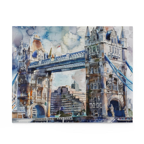 London Bridge watercolor jigsaw puzzle, 10x8 size, 120 pieces.