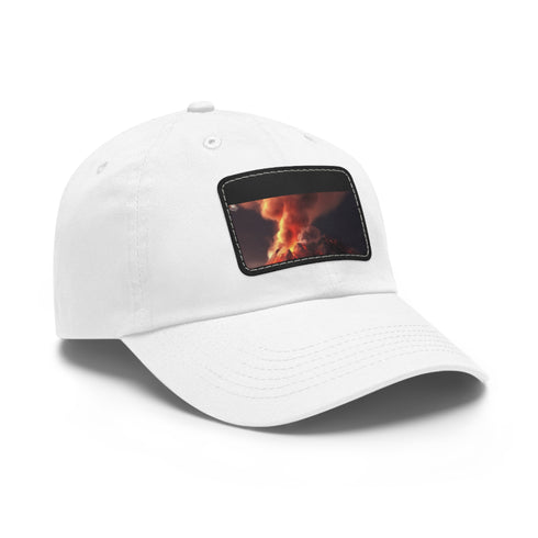 FirePeak Volcano Cap in White/Light Brown Rectangle shape, vegan cotton.
