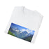 Charcoal cotton T-shirt featuring majestic French Alps snow-capped peaks graphic
