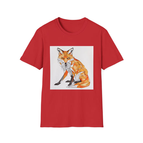 Charcoal t-shirt geometric fox portrait with soft cotton crew neck design