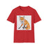 Charcoal t-shirt geometric fox portrait with soft cotton crew neck design
