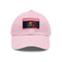 George Michael neon dreams watercolor cotton hat with light brown patch.