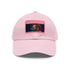 George Michael neon dreams watercolor cap, white with light brown patch.