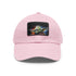 Galactic neon watercolor hat with Yoda design, white/light brown rectangle patch.