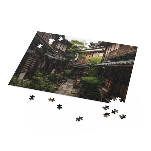 Charming Kyoto Kimono House Puzzle with traditional wooden houses and kimonos.