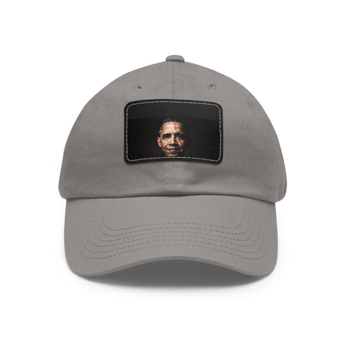 Barack Obama presidential logo baseball cap, white with light brown patch.