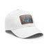 White baseball cap with Chrysler Building watercolor design, unisex, vegan-friendly.