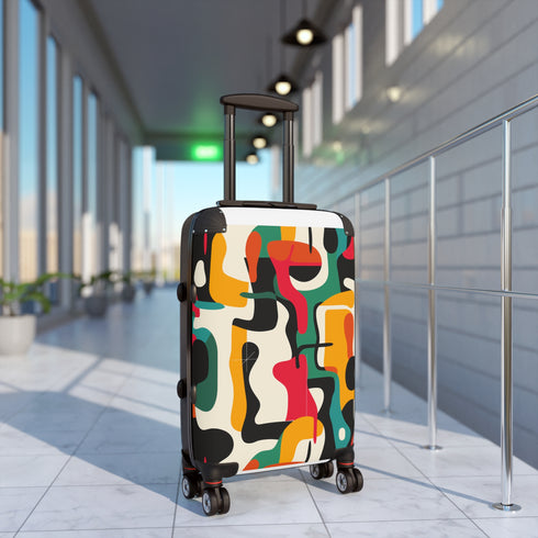 Abstract Adventure Suitcase Set in Black, Small, Bold and Vibrant Patterns