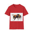 Charcoal cotton crew neck tee with vibrant bumblebee watercolor design