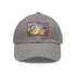 Eiffel Tower watercolor baseball cap, white with light brown patch variant.
